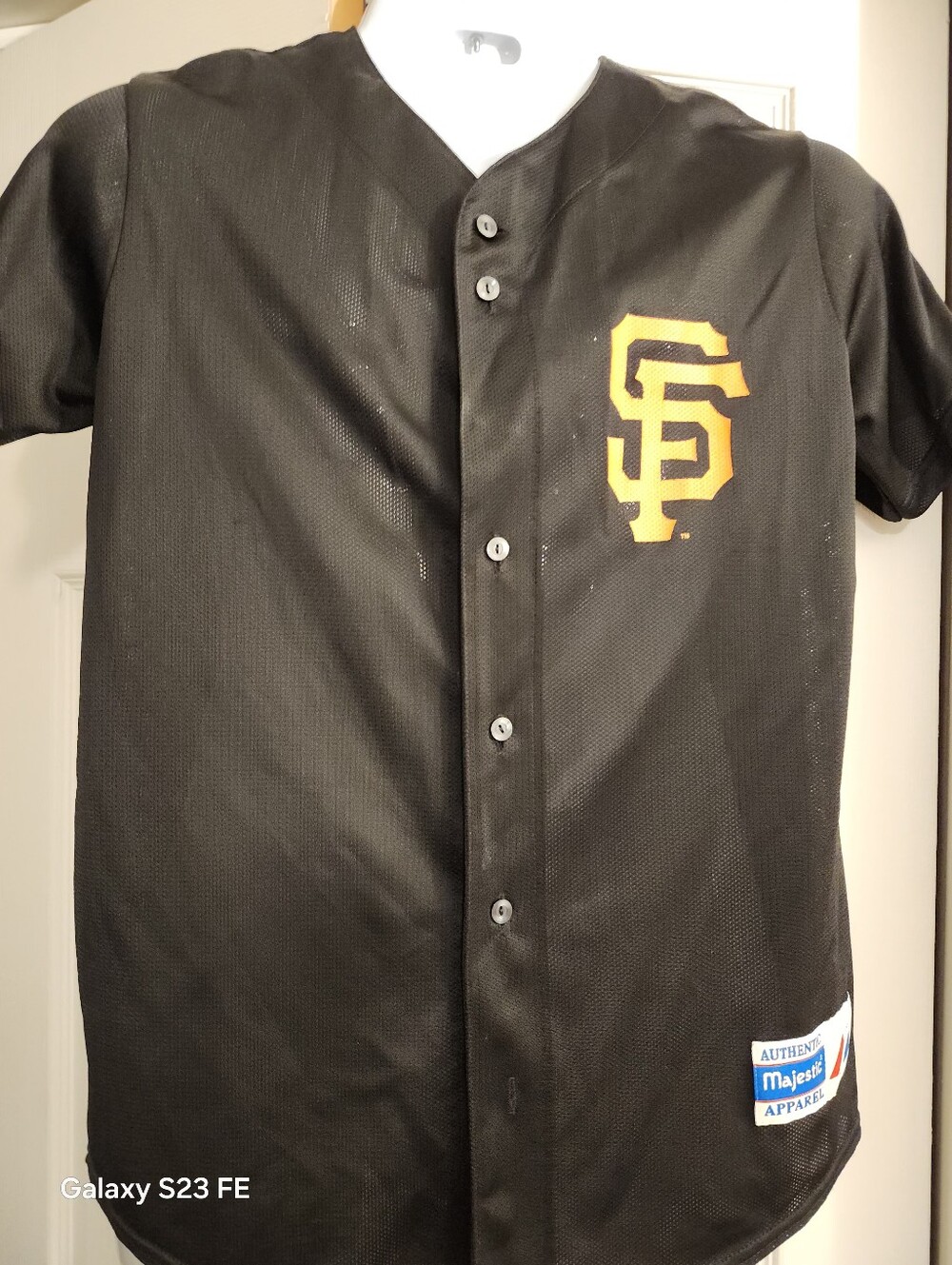 Majestic Black Baseball Jersey with Orange SF Logo